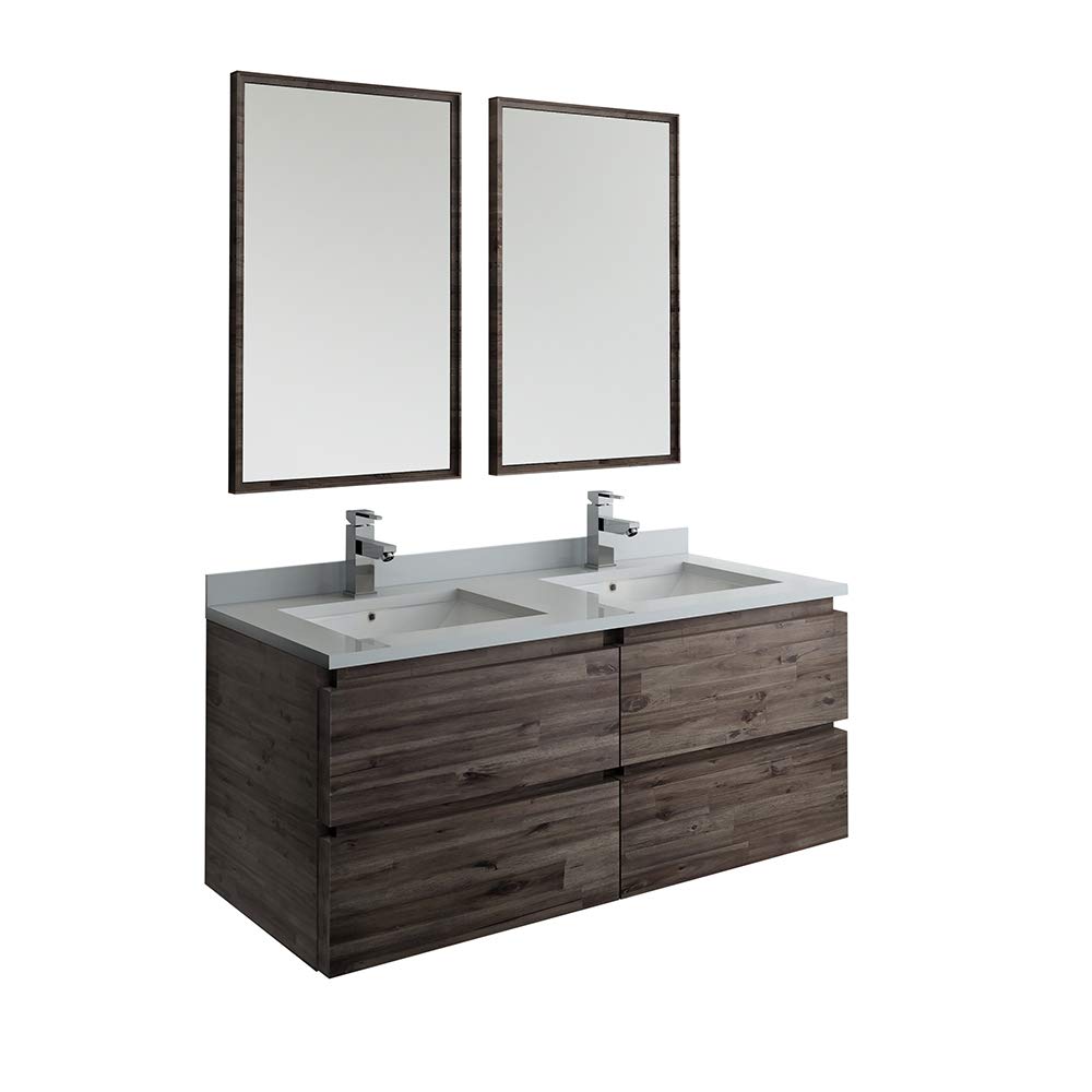 Fresca FVN31-2424ACA Fresca Formosa 48" Wall Hung Double Sink Modern Bathroom Vanity w/ Mirrors