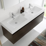 Fresca FVN8042GO Fresca Mezzo 60" Gray Oak Wall Hung Double Sink Modern Bathroom Vanity w/ Medicine Cabinet