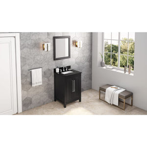 Jeffrey Alexander VKITCAD24BKBGR 24" Black Cade Vanity, Black Granite Vanity Top, undermount rectangle bowl