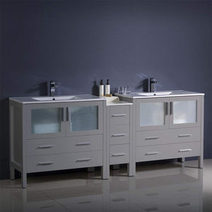Fresca FCB62-361236GO-I Fresca Torino 84" Gray Oak Modern Double Sink Bathroom Cabinets w/ Integrated Sinks