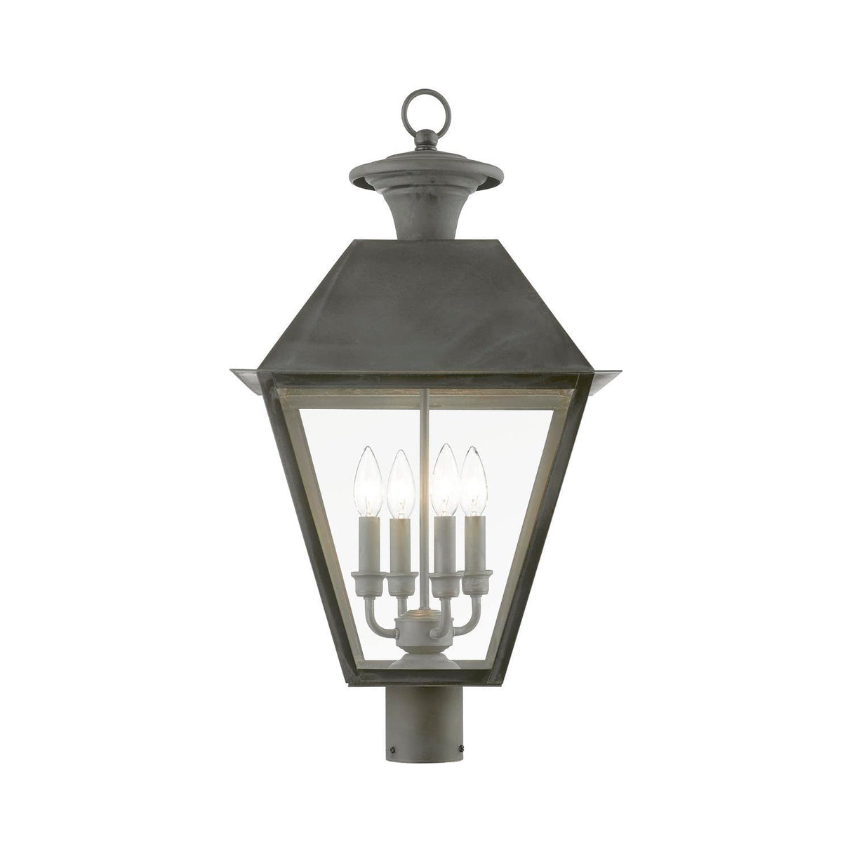 Livex Lighting 27223-61 Wentworth 4 Light 28 inch Charcoal Outdoor Post Top Lantern, Extra Large
