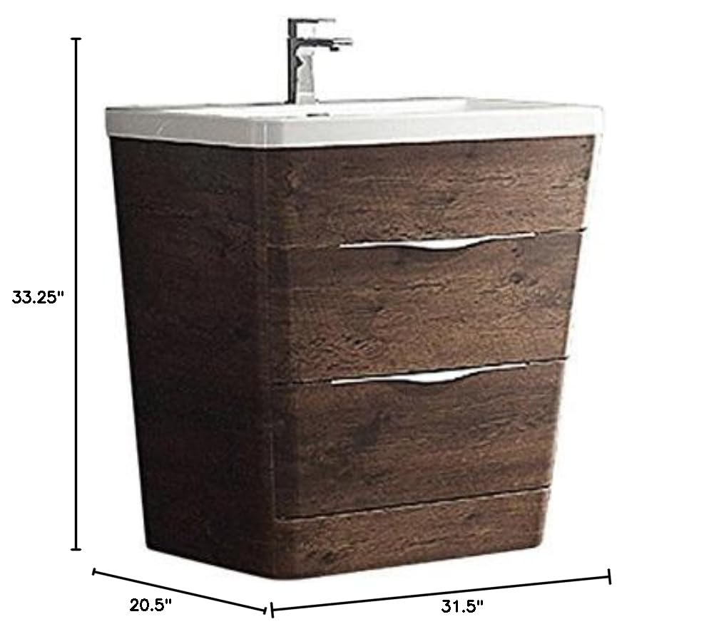 Fresca FCB8532RW-I Fresca Milano 32" Rosewood Modern Bathroom Cabinet w/ Integrated Sink