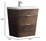 Fresca FCB8532RW-I Fresca Milano 32" Rosewood Modern Bathroom Cabinet w/ Integrated Sink