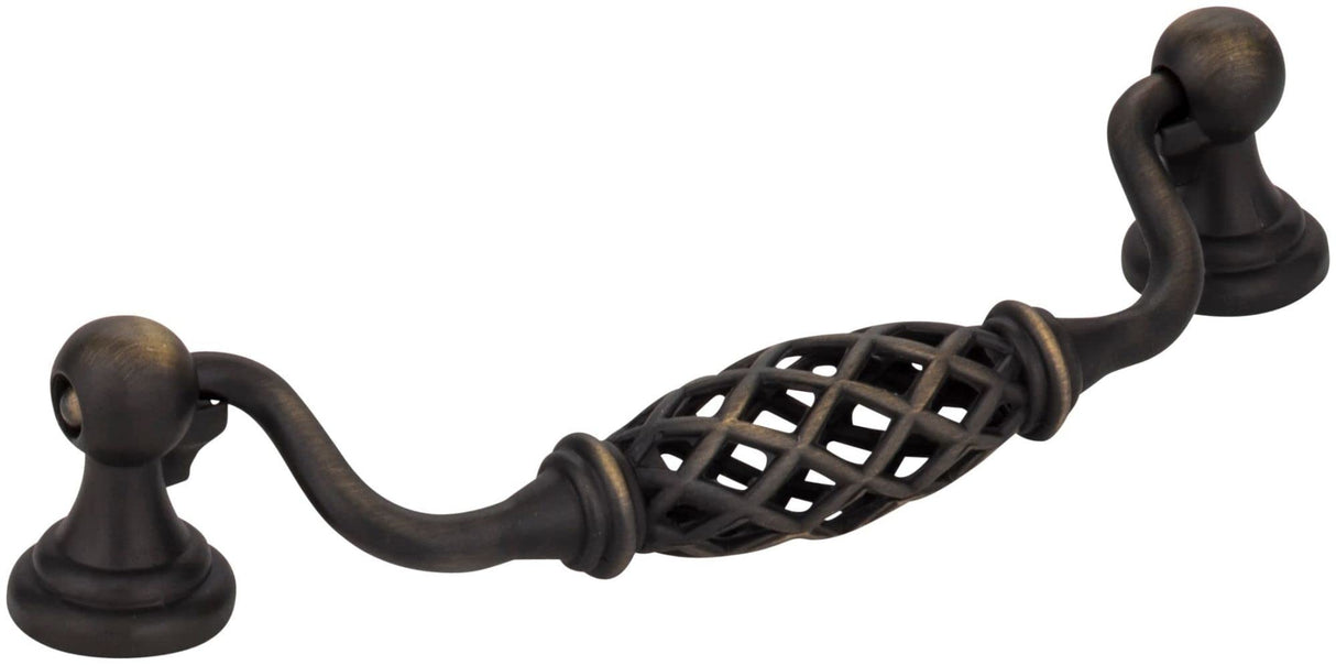 Jeffrey Alexander 749-128ABSB 128 mm Center-to-Center Antique Brushed Satin Brass Birdcage Tuscany Drop & Ring Pull