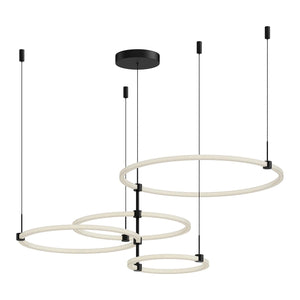 Kuzco CH24755-BK BRUNI 55" CHANDELIER TEXTURED BLACK 120" WIRE 120V TRIAC/ELV LED 3000K 90CRI 115W