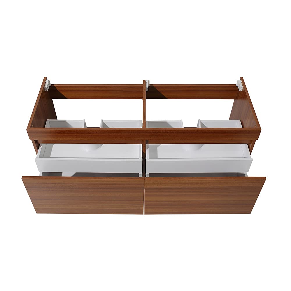 Fresca FCB8042GO Fresca Mezzo 60" Gray Oak Wall Hung Double Sink Modern Bathroom Cabinet