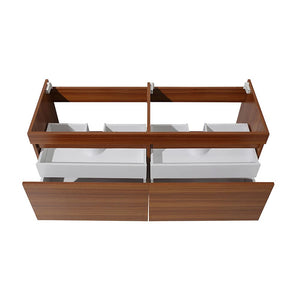 Fresca FCB8042GO Fresca Mezzo 60" Gray Oak Wall Hung Double Sink Modern Bathroom Cabinet