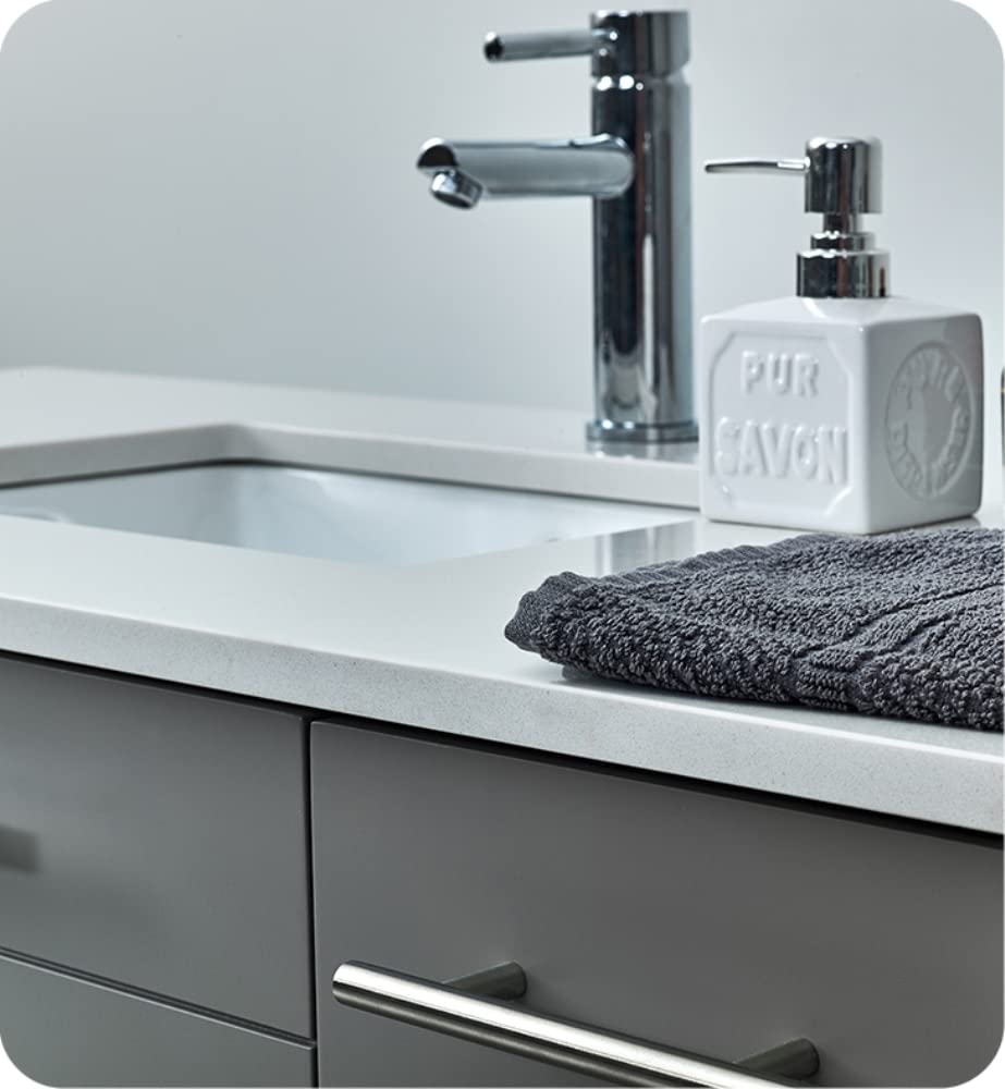 Fresca FVN6136GR-UNS-L Fresca Lucera 36" Gray Wall Hung Undermount Sink Modern Bathroom Vanity w/ Medicine Cabinet - Left Version