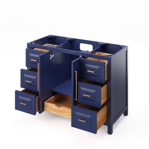 Jeffrey Alexander VKITCAD48GRWCR 48" Grey Cade Vanity, White Carrara Marble Vanity Top, undermount rectangle bowl