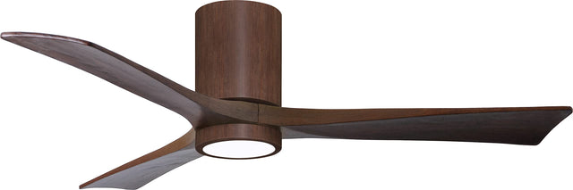 Matthews Fan IR3HLK-WN-WA-52 Irene-3HLK three-blade flush mount paddle fan in Walnut finish with 52” solid walnut tone blades and integrated LED light kit.