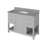 Jeffrey Alexander VKITAST48GRSGR 48" Grey Astoria Vanity, Steel Grey Cultured Marble Vanity Top, undermount rectangle bowl