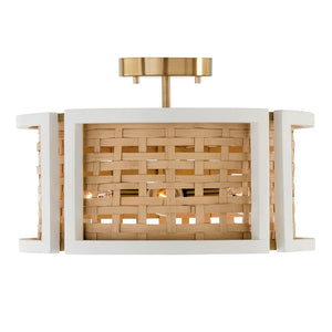 Capital Lighting 244341WM Lola 4 Light Semi-Flush Flat White and Matte Brass