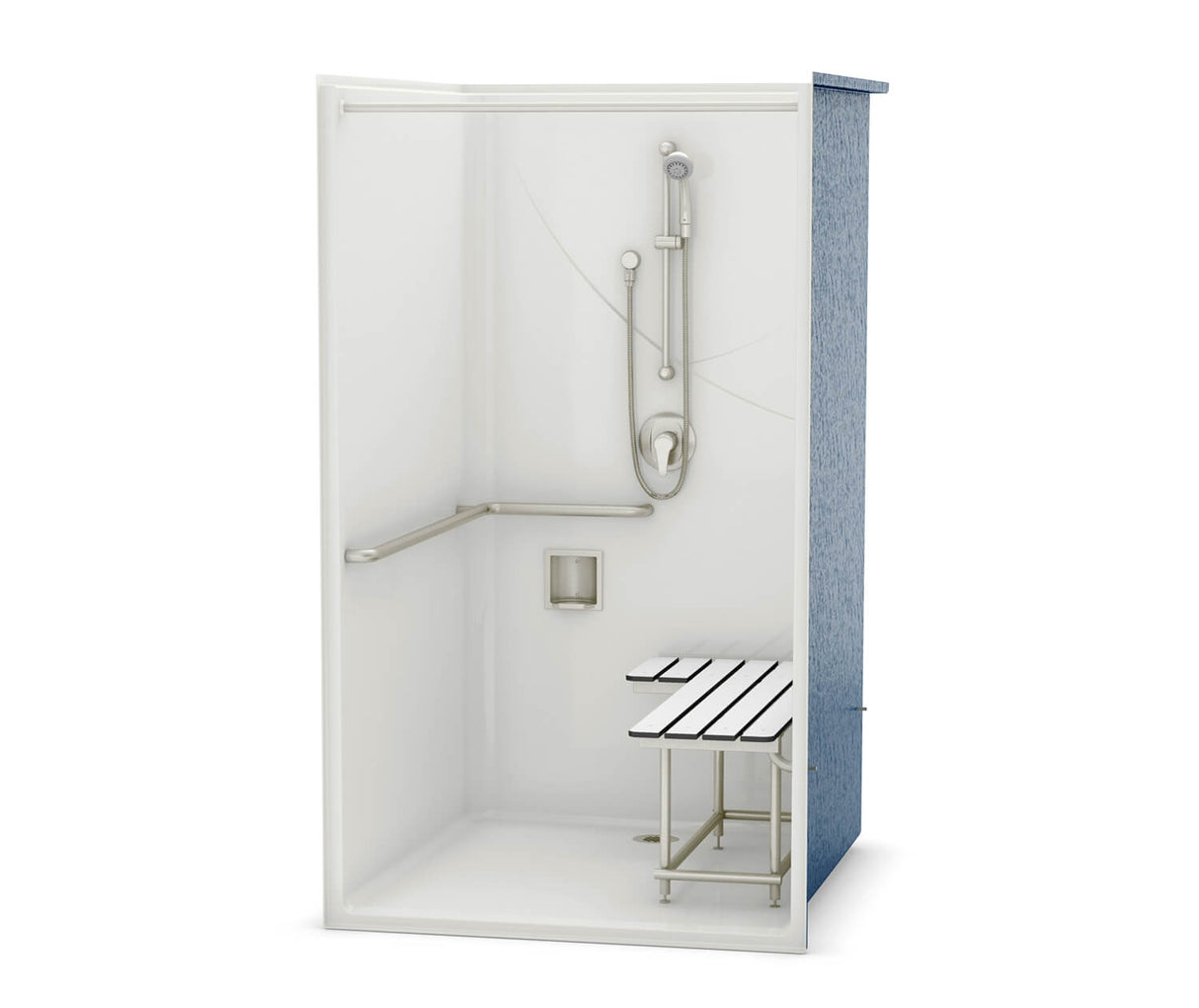 MAAX 106056-000-002-122 OPS-4248 California Title 24 Compliant AcrylX Alcove Center Drain One-Piece Shower in White