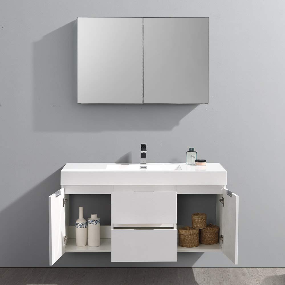 Fresca FVN8348GG Fresca Valencia 48" Dark Slate Gray Wall Hung Modern Bathroom Vanity w/ Medicine Cabinet