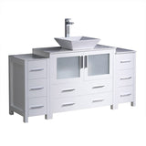 Fresca FCB62-123612GR-CWH-V Fresca Torino 60" Gray Modern Bathroom Cabinets w/ Top & Vessel Sink