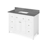 Jeffrey Alexander VKITCHA48WHBOR 48" White Chatham Vanity, Boulder Cultured Marble Vanity Top, undermount rectangle bowl