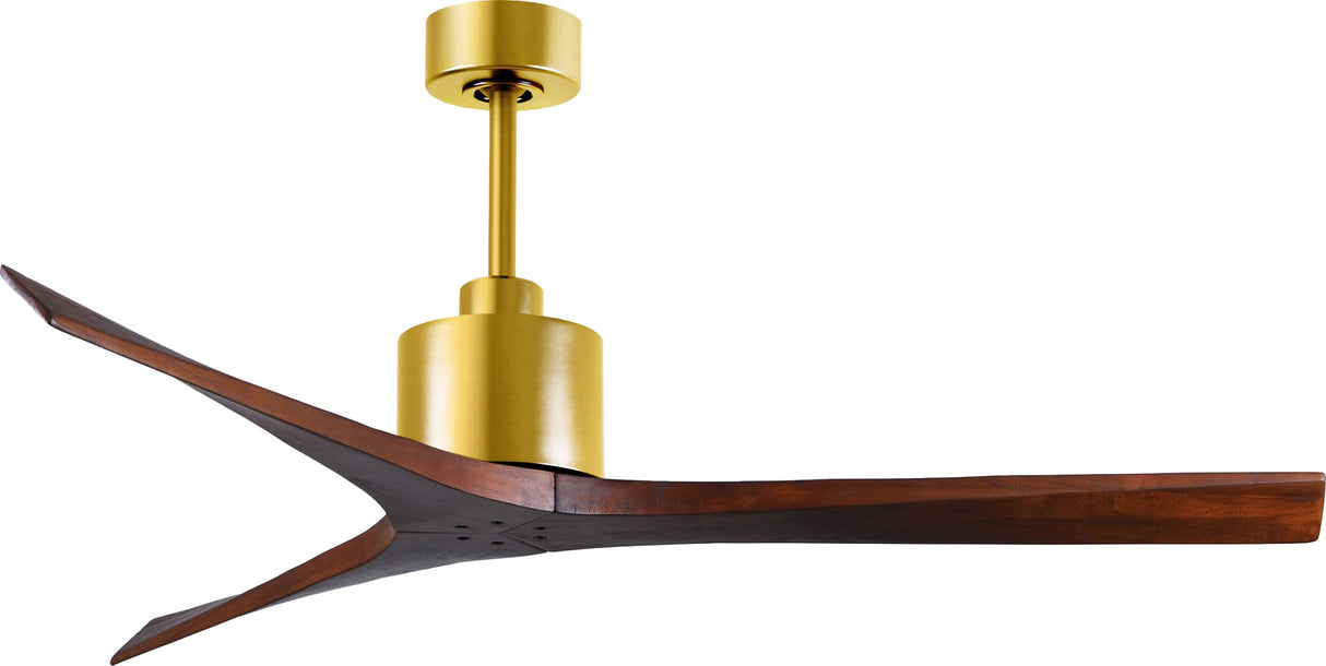 Matthews Fan MW-BRBR-WA-60 Mollywood 6-speed contemporary ceiling fan in Brushed Brass finish with 60” solid walnut tone blades