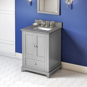 Jeffrey Alexander VKITADD24GRSGR 24" Grey Addington Vanity, Steel Grey Cultured Marble Vanity Top, undermount rectangle bowl