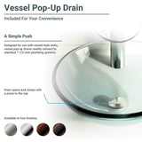 R5-5029-WF-ORB Foil Undertone Glass Vessel Sink with Oil Rubbed Bronze Waterfall Faucet, Sink Ring, and Vessel Pop-Up Drain
