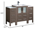 Fresca FCB62-122412GO-I Fresca Torino 48" Gray Oak Modern Bathroom Cabinets w/ Integrated Sink