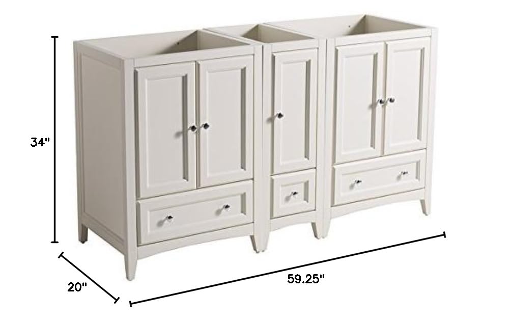 Fresca FCB20-241224AW Fresca Oxford 60" Antique White Traditional Double Sink Bathroom Cabinets