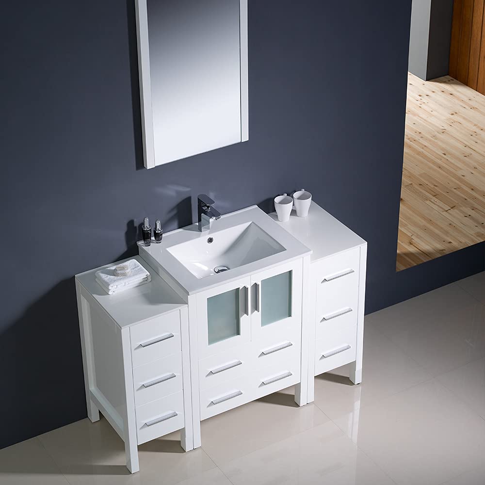 Fresca FVN62-122412GR-UNS Fresca Torino 48" Gray Modern Bathroom Vanity w/ 2 Side Cabinets & Integrated Sink