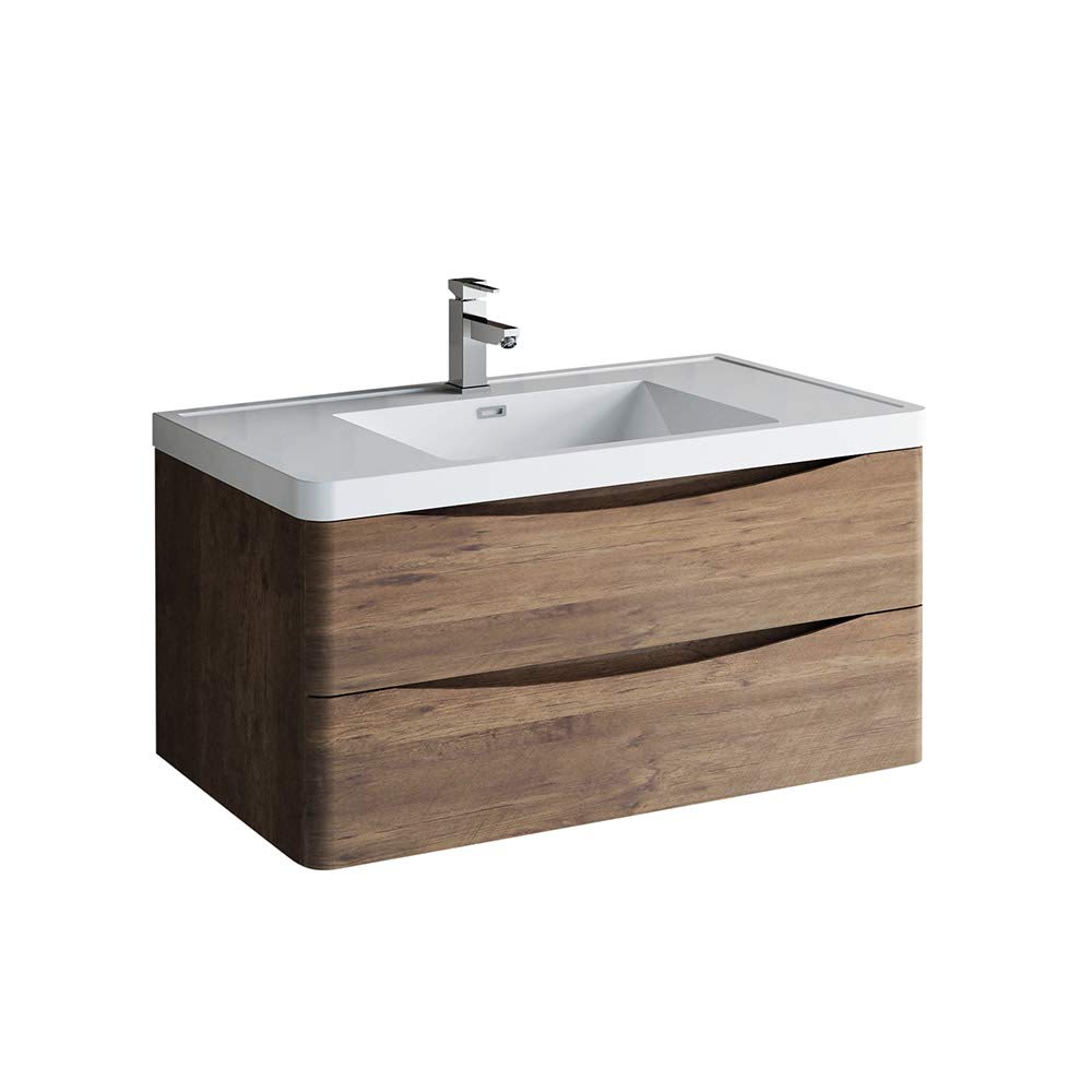 Fresca FCB9040RW-I Fresca Tuscany 40" Rosewood Wall Hung Modern Bathroom Cabinet w/ Integrated Sink