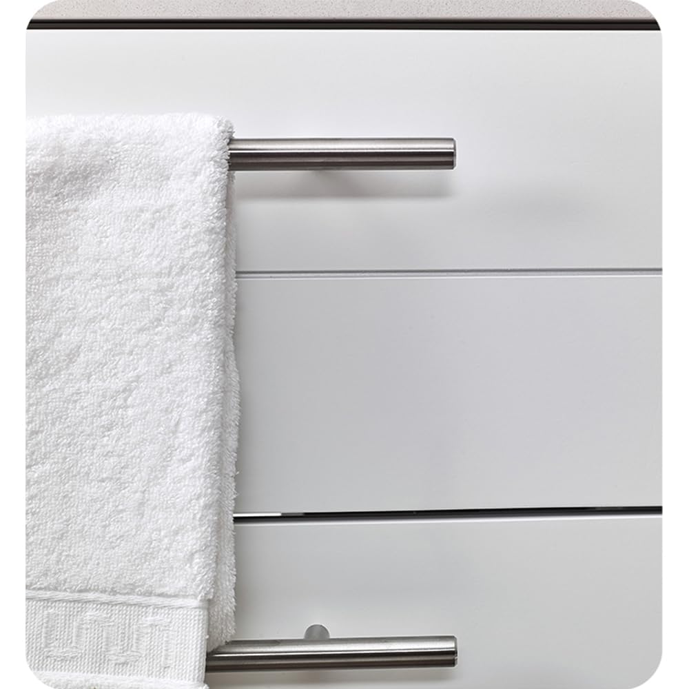 Fresca FVN6124WH-UNS Fresca Lucera 24" White Wall Hung Undermount Sink Modern Bathroom Vanity w/ Medicine Cabinet