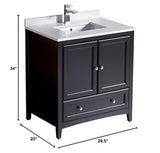 Fresca FCB2030ES Fresca Oxford 30" Espresso Traditional Bathroom Cabinet