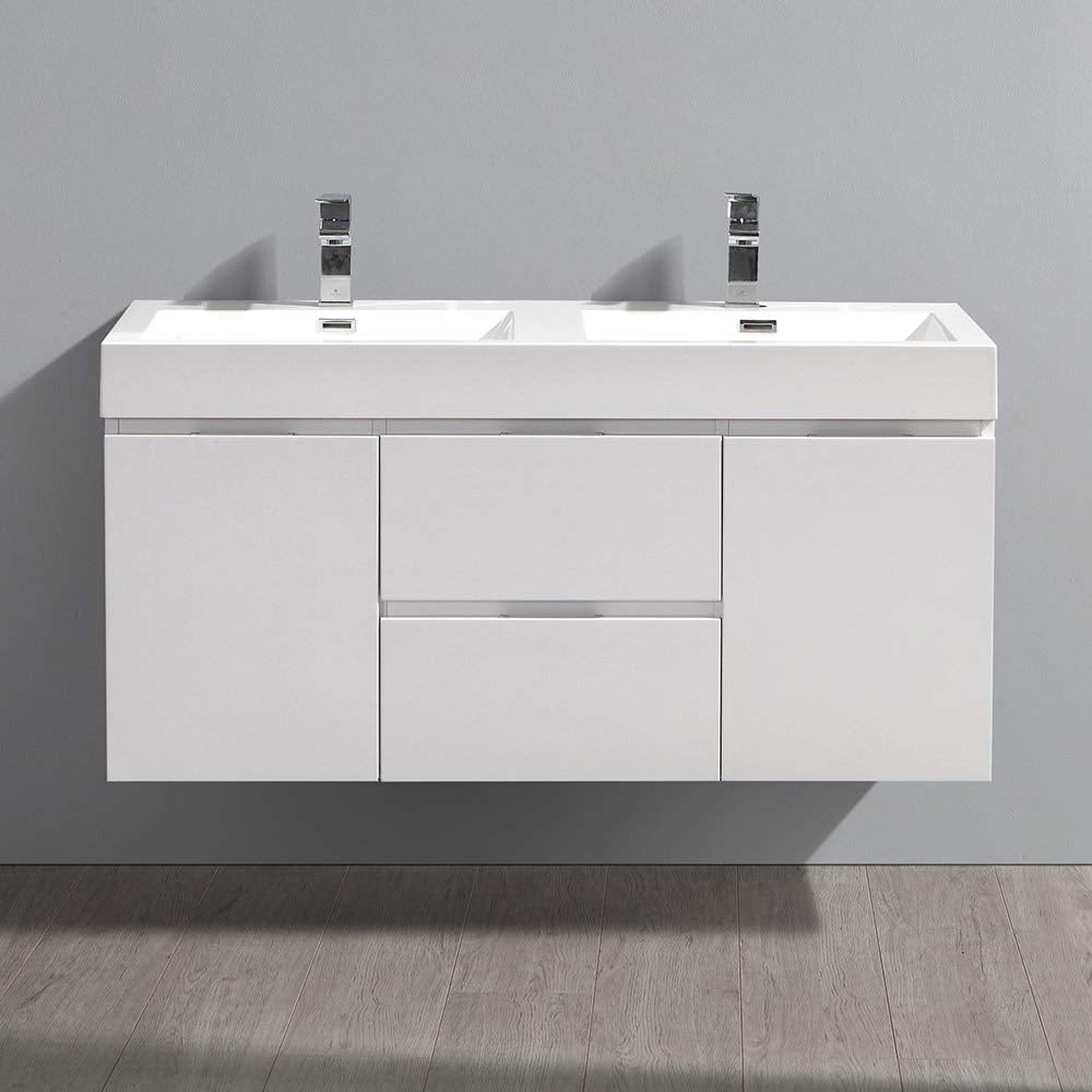 Fresca FCB8348GO-D-I Fresca Valencia 48" Gray Oak Wall Hung Double Sink Modern Bathroom Vanity