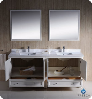 Fresca FVN20-3636AW Fresca Oxford 72" Antique White Traditional Double Sink Bathroom Vanity