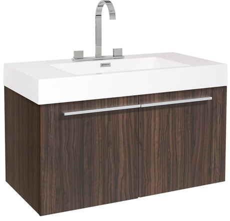 Fresca FCB8090GW-I Fresca Vista 36" Walnut Modern Bathroom Cabinet w/ Integrated Sink