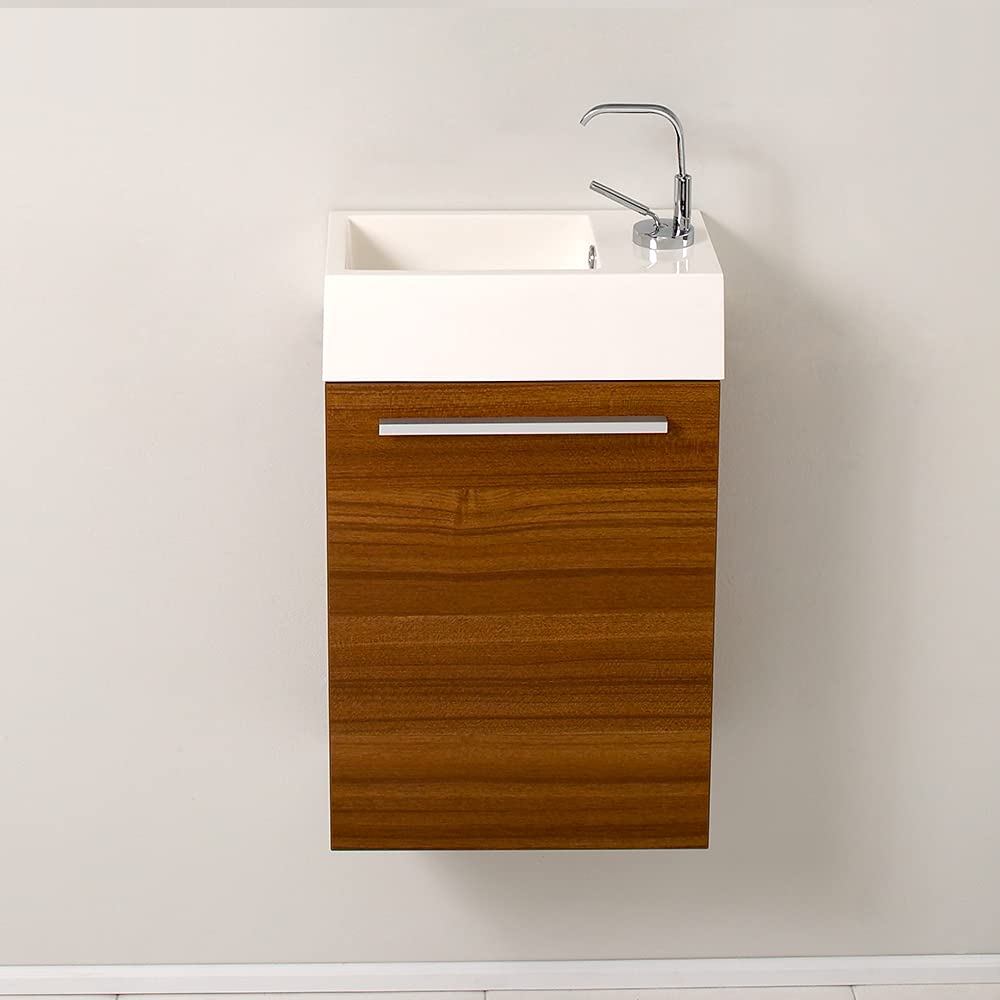 Fresca FCB8002GO-I Fresca Pulito 16" Small Gray Oak Modern Bathroom Vanity w/ Integrated Sink