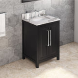 Jeffrey Alexander VKITCAD24BKCQR 24" Black Cade Vanity, Calacatta Vienna Quartz Vanity Top, undermount rectangle bowl