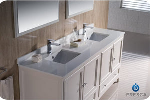 Fresca FVN20-3636AW Fresca Oxford 72" Antique White Traditional Double Sink Bathroom Vanity