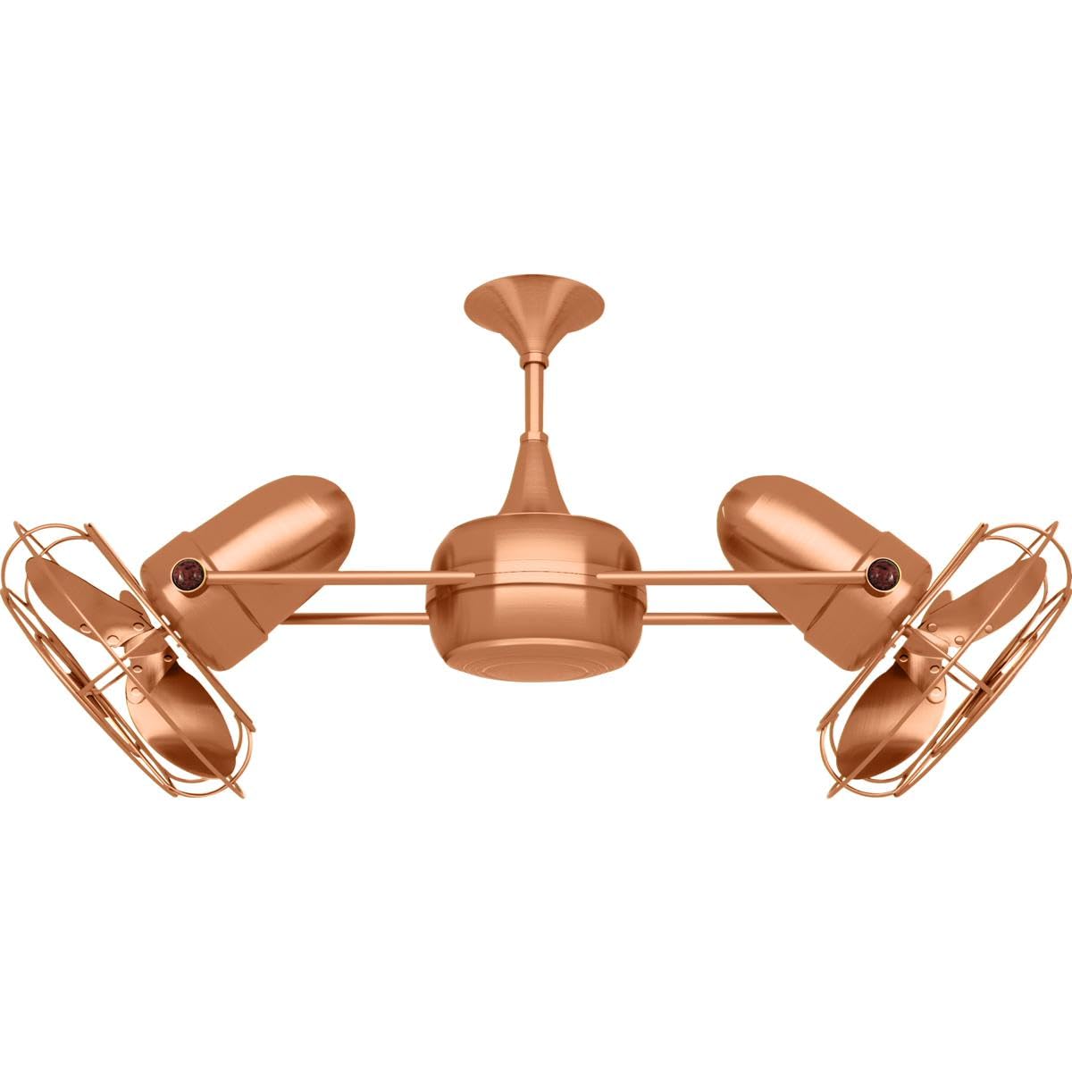 Matthews Fan DD-BRCP-MTL Duplo Dinamico 360” rotational dual head ceiling fan in Brushed Copper finish with Metal blades.