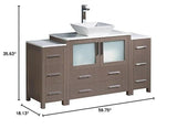 Fresca FCB62-123612GO-CWH-V Fresca Torino 60" Gray Oak Modern Bathroom Cabinets w/ Top & Vessel Sink