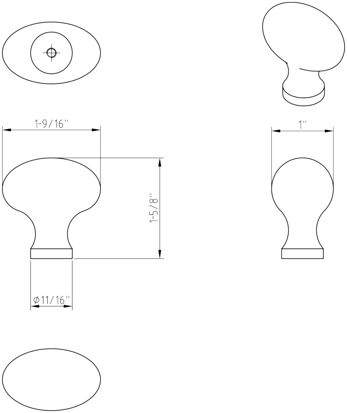 Jeffrey Alexander 3991PC 1-9/16" Overall Length Polished Chrome Football Lyon Cabinet Knob