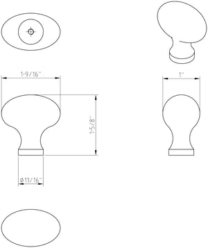 Jeffrey Alexander 3991SBZ 1-9/16" Overall Length Satin Bronze Football Lyon Cabinet Knob