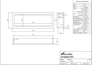 Amantii SYM-42 Symmetry Smart Electric  42" Indoor / Outdoor WiFi Enabled Built In Fireplace, Featuring a MultiFunction Remote Control , Multi Speed Flame Motor and a 10 piece Birch Log Set
