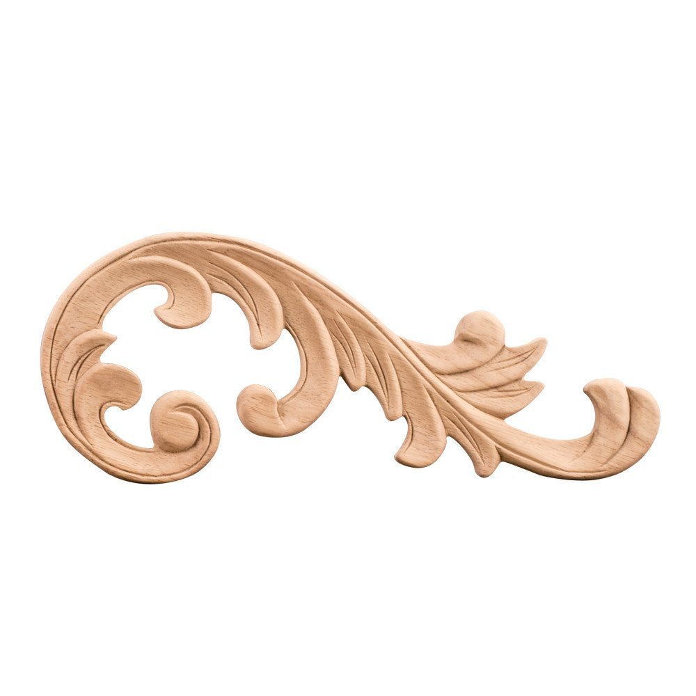 Hardware Resources APL-11-R-MP 10-5/8" W x 1/4" D x 4" H Right Maple Acanthus Appliqué