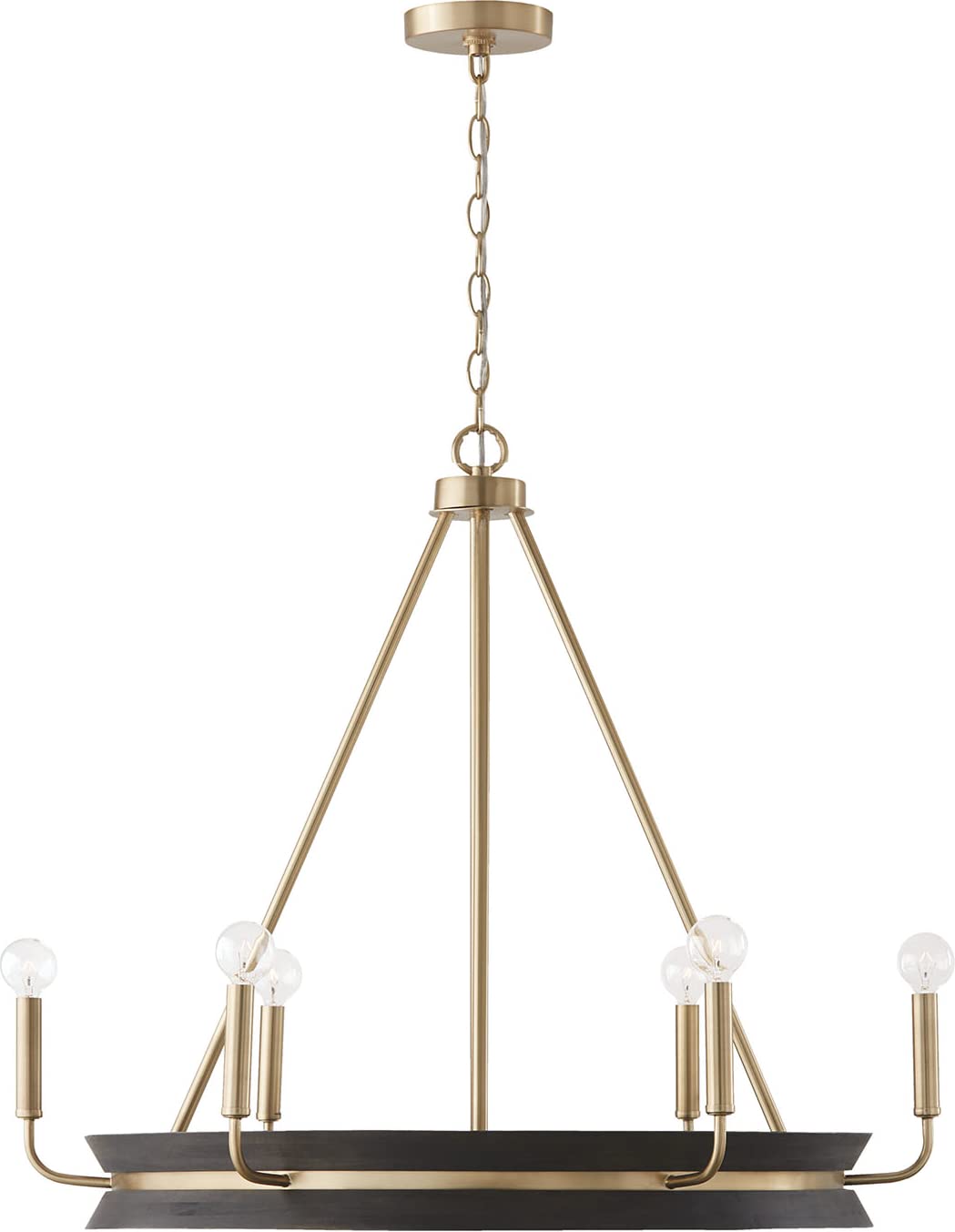 Capital Lighting 447361KR Finn 6 Light Chandelier Black Stain and Matte Brass