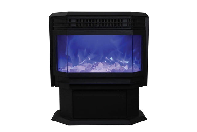 Amantii FS-26-922 26" WiFi Enabled Smart Electric Freestanding Fireplace, Featuring a Multi Function Remote, Multi Flame Speeds and a 10 Piece Birch Log Set