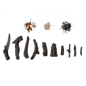 Amantii DESIGN-MEDIA-OAK-10PCE OAK - 10 Piece Media Kit Includes: 10 logs, 2 colors of real fireglass, 2 colors of vermiculite