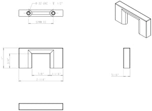 Jeffrey Alexander 635-32PC 32 mm Center-to-Center Polished Chrome Square Sutton Cabinet Bar Pull