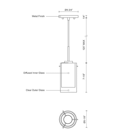Kuzco PD41304-BN VERONA 7" PD Brushed Nickel 120V ELV LED 3000K 90CRI 11W