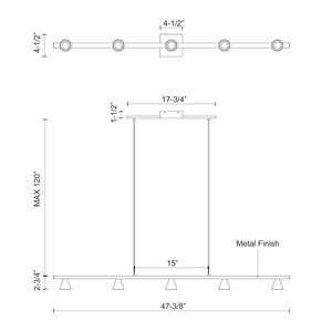 Kuzco LP19947-BN DUNE 47" LP Brushed Nickel 120V TRIAC/ELV LED 3000K 90CRI 26W
