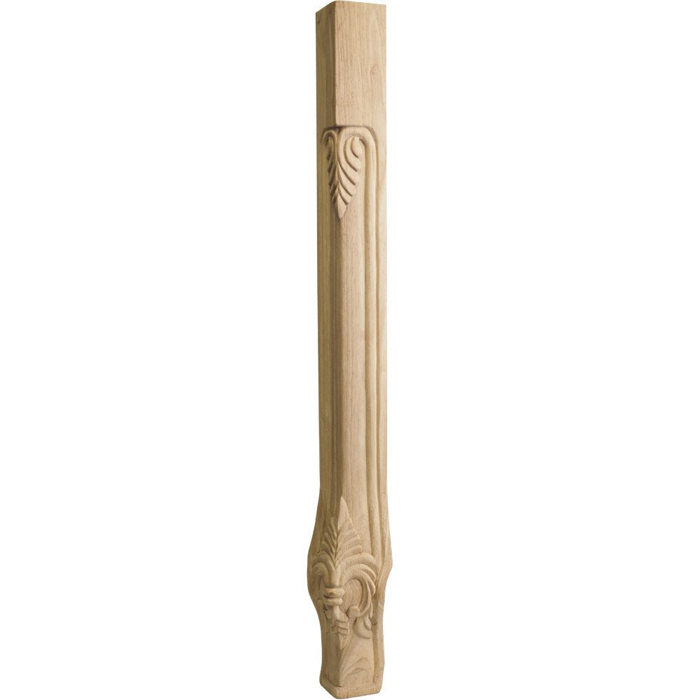 Hardware Resources CL-1RW 2-3/4" W x 2-3/4" D x 35-1/4" H Rubberwood Acanthus Corner Leg