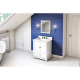 Jeffrey Alexander VKITADD30WHCQR 30" White Addington Vanity, Calacatta Vienna Quartz Vanity Top, undermount rectangle bowl