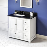 Jeffrey Alexander VKITADD36WHBGR 36" White Addington Vanity, left offset, Black Granite Vanity Top, undermount rectangle bowl